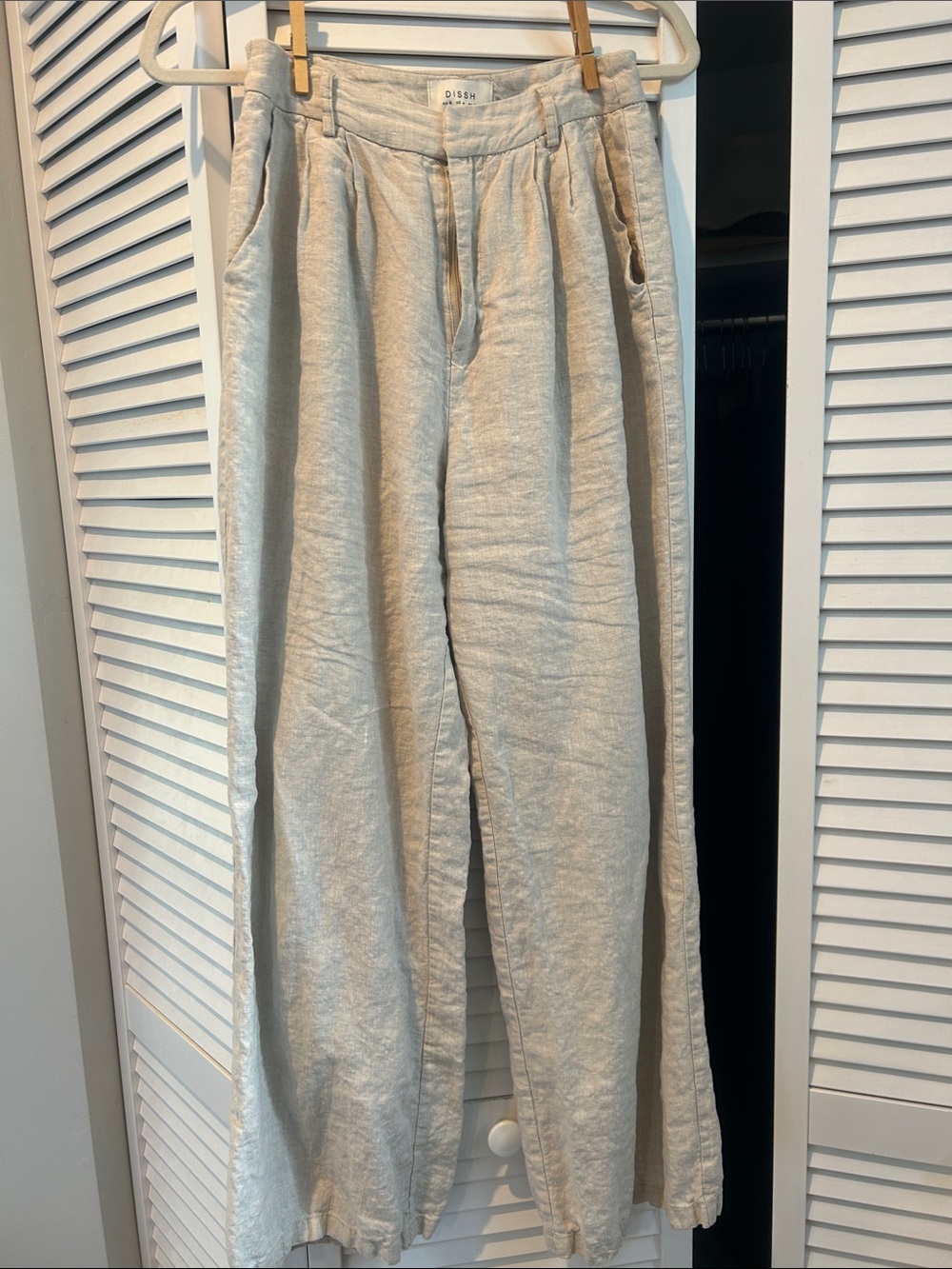 Linen Wide Leg Pants in Light Beige